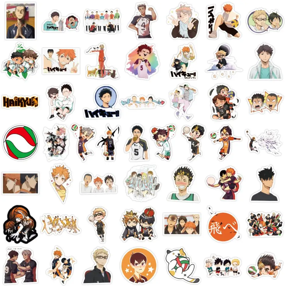 100pcs pack manga haikyuu stickers hinata shoyo pvc stickers japan anime collection sticker decals aliexpress education office supplies
