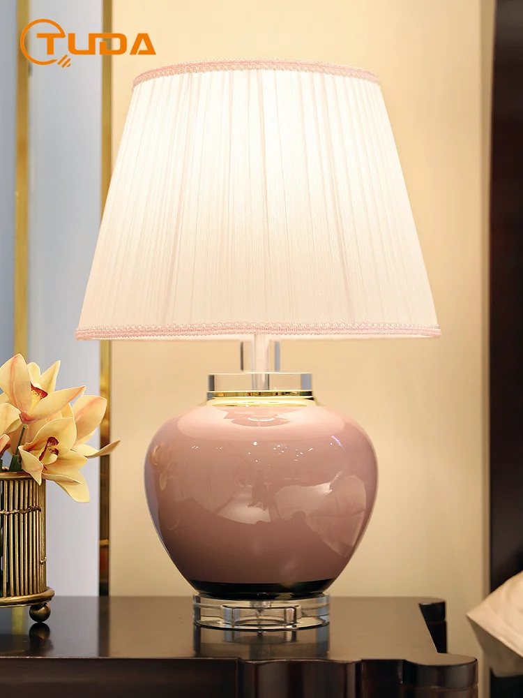 

American Luxury Ceramic Table Lamp for Bedroom Living Room and Bedside Lamp Study Desk Lamp Modern Minimalist Lamps Home Decor