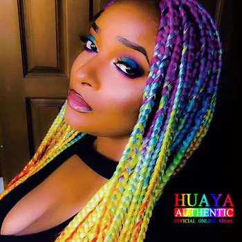 

HUAYA 86 Colors Crochet Braids Hair Extension Ombre Color Fiber Synthetic Jumbo Braids Colored Wigs Pink Purple Blue Blonde