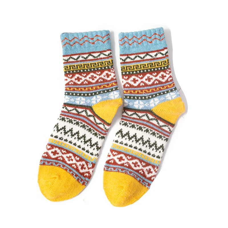 toe socks for women Women Winter Autumn Socks 1 Pairs Thick Knit Wool Soft Warm Casual Socks Vintage Style Colorful Socks For Women Free Size cute socks for women Women's Socks