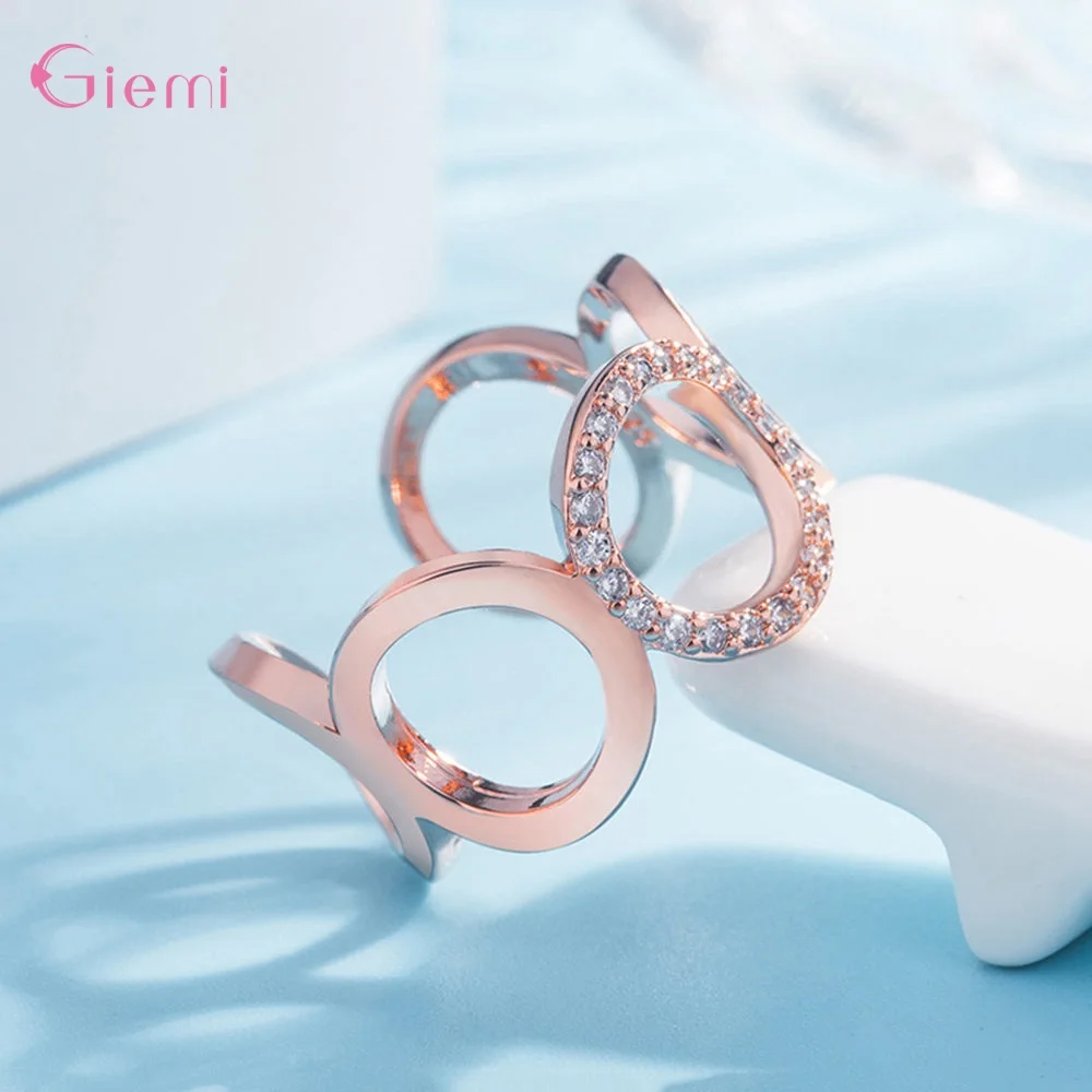 Adjustable Hollow Open 925 Sterling Silver Rings Geometric Openning Ring Women Punk Knuckle Rings Fashion Birthday Party Jewelry