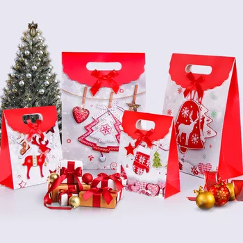 

10pcs Christmas Gifts Boxes Packing Candy Box Foldable Wrapping Paper Bags Event Xmas Party Supplies