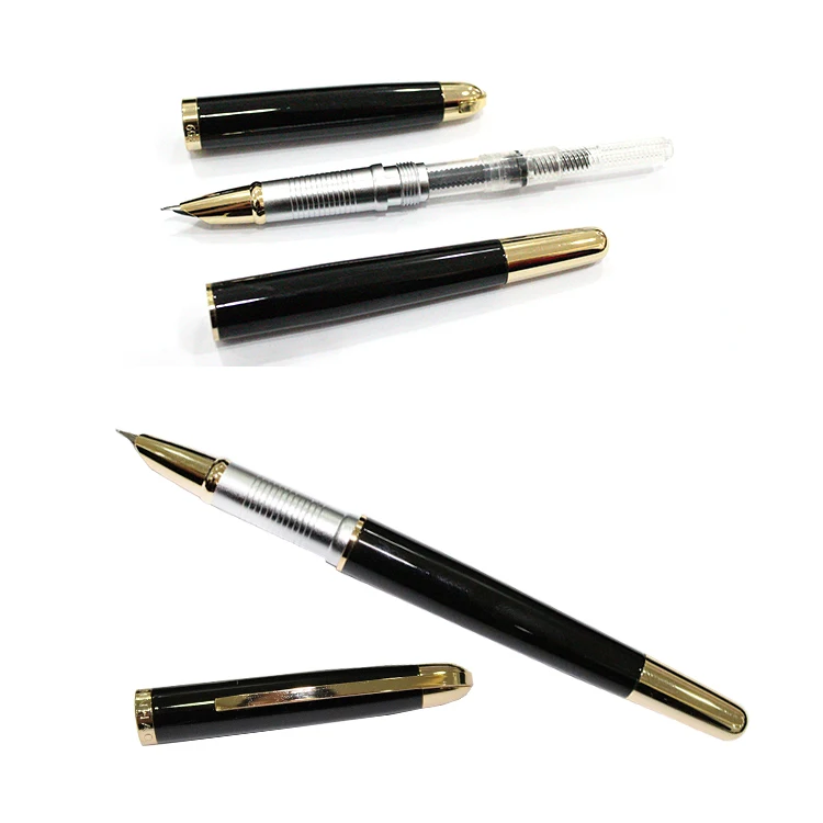 Ручка перьевая Jinhao 606 из чистого серебра и золота с зажимом 0 38 мм|fountain pen|metal ink penink