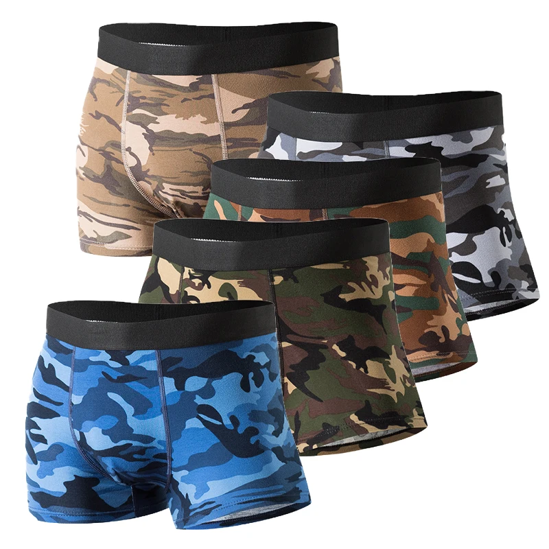 Brand Camouflage Sexy Underwear Men Military Mens Cotton Boxers Panties  XXXL Gray Boxer Shorts Comfortable Pack mutande Uomo New