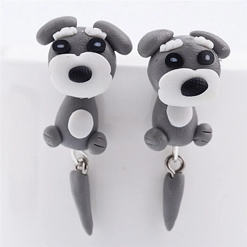 Fashion Handmade Polymer Clay Soft Cute Sharpei Pug Dog Earrings For Women Cartoon Animal Piercing Ear Stud Earring Jewelry Gift