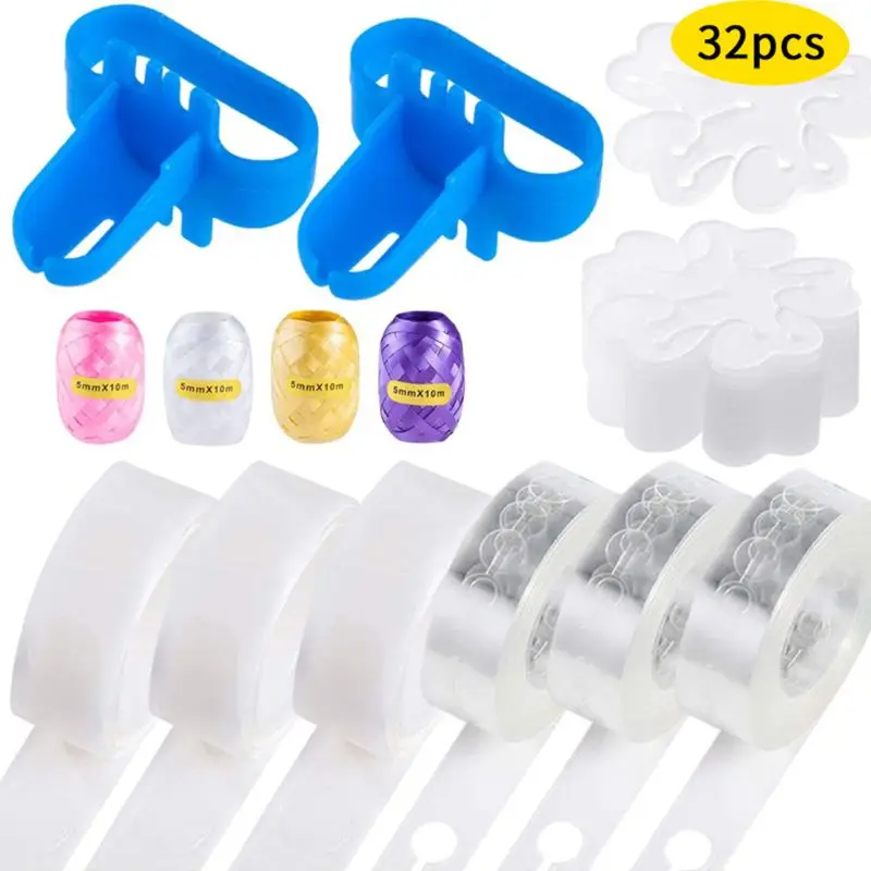 

Balloon Chains, 2 Tying Tool, 300 Dot Glue, 20 Flower Clip ,4 Ribbon Rolls For Birthday, Wedding, Party Decorations