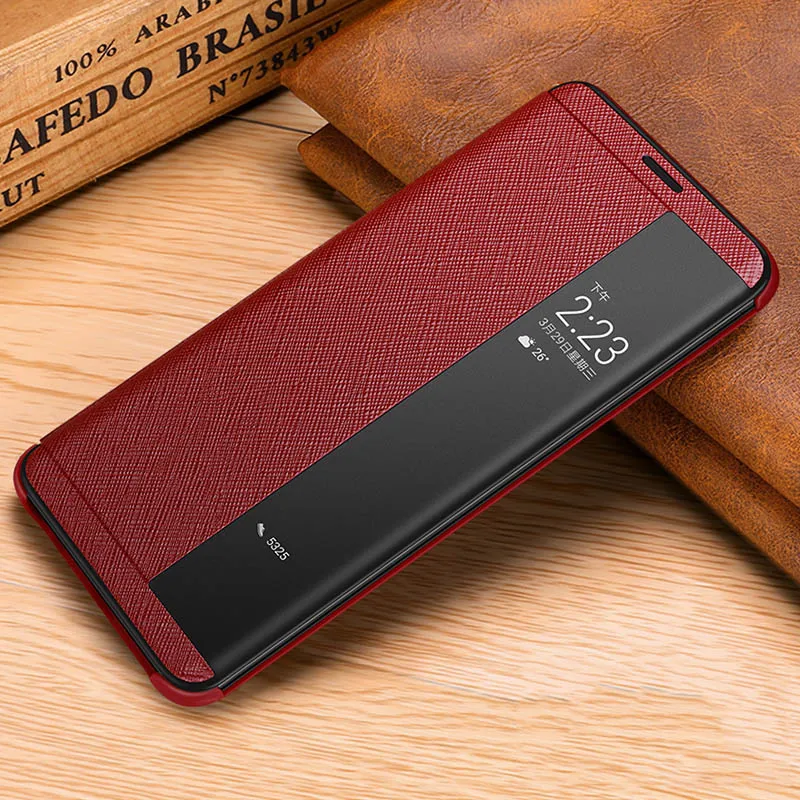 Винтажный чехол из натуральной кожи для huawei mate 20 RS Porsche, тонкий смарт-чехол С Откидывающейся Крышкой для сна mate 20 Pro X RS - Цвет: Красный