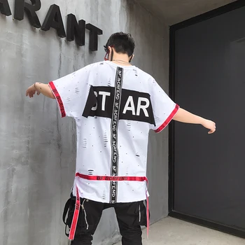 

Summer Short Sleeves Harajuku Korea Fashion White Black T-shirt Streetwear One Piece Hip Hop Rock Punk Men'S Tshirt Clothes