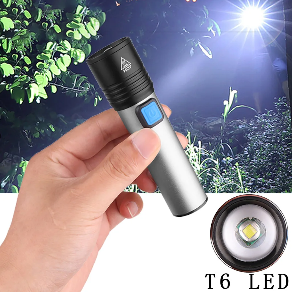 Мини Zoomable T6 светодиодный перезаряжаемый фонарь яркий мигающий светильник