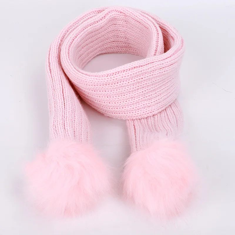 Новые детские вязаные шапочки, шапка, шарф, комплект из 2 предметов, модные зимние мягкие шарфы с капюшоном для маленьких детей - Цвет: Pink 3