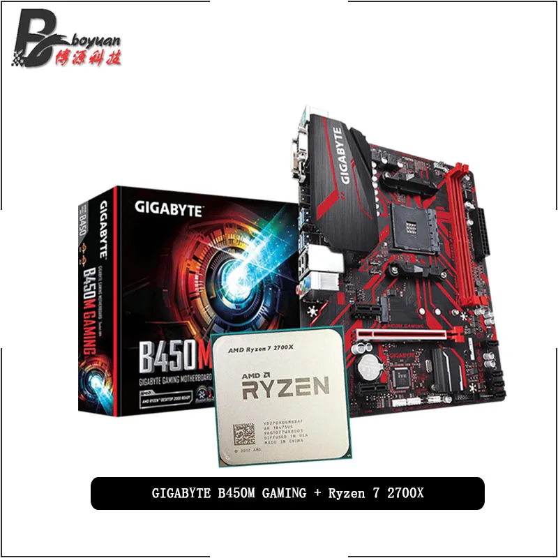 Игровая материнская плата AMD Ryzen 7 2700X R7 с процессором + GA B450M комплект для Socket AM4 CPU