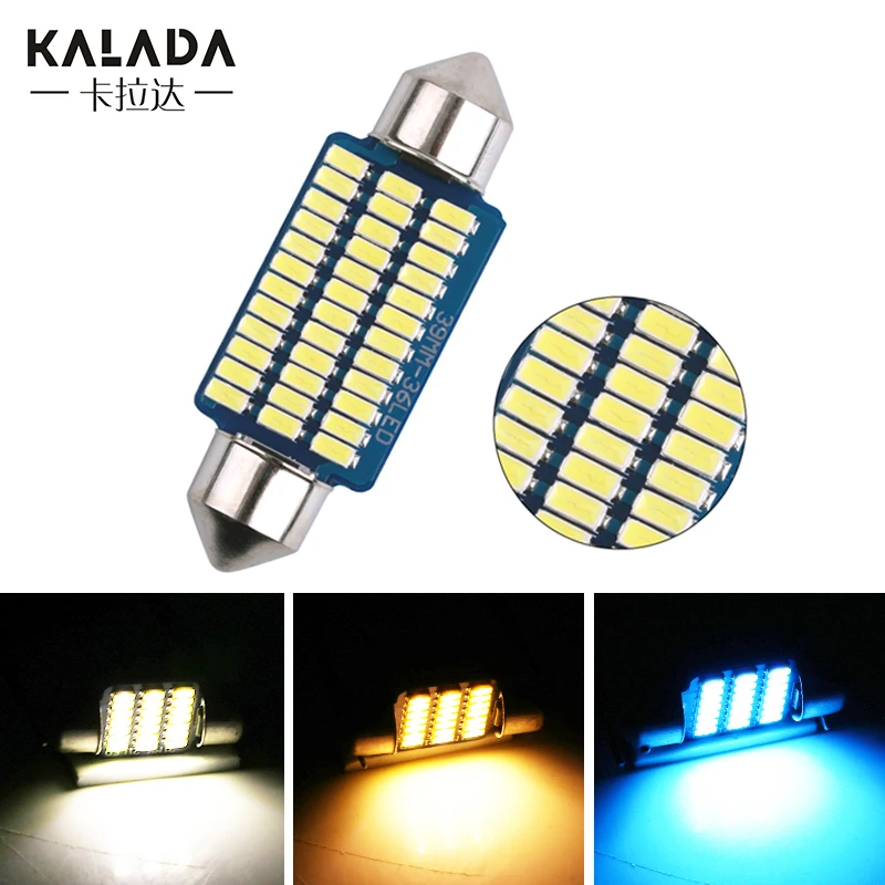 4pcs C10w C5w Led Canbus Festoon 31mm 36mm 39mm 41mm Para bombilla de coche  Interior Lectura Luz Matrícula Lámpara Blanco Error Libre