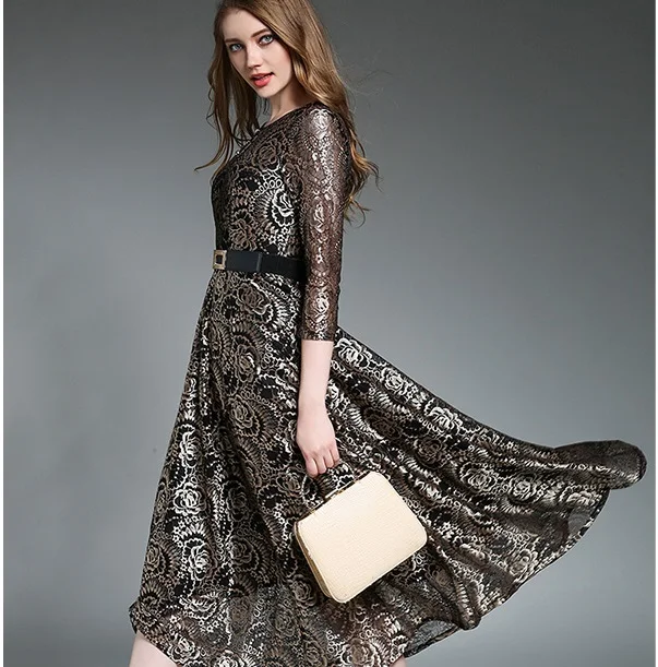 Женское летнее платье с круглым вырезом и рукавом три четверти Vestido De Renda кружевное платье пикантный зауженный вечерние платья плюс размер XL219