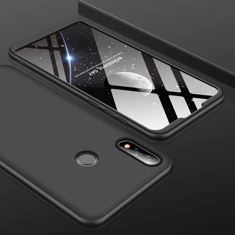 360 градусов чехол для Asus Zenfone Max Pro M1 M2 ZB601KL ZB631KL чехол 3 в 1 Жесткий PC защитный матовый чехол - Цвет: Черный
