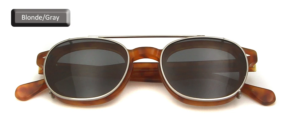 Маленькие ацетатные оптические очки, оправа, круглый зажим, солнцезащитные очки для мужчин, поляризационные, Uv400, высокое качество, женские оттенки, стиль Johnny Depp - Цвет линз: blonde-gray