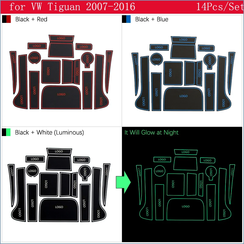 Koop Anti Slip Rubber Poort Slot Beker Mat Voor Volkswagen VW Tiguan 2007 2008 2009 2010 2011 2012 2013 2014 2015 2016 Deur Groef Mat