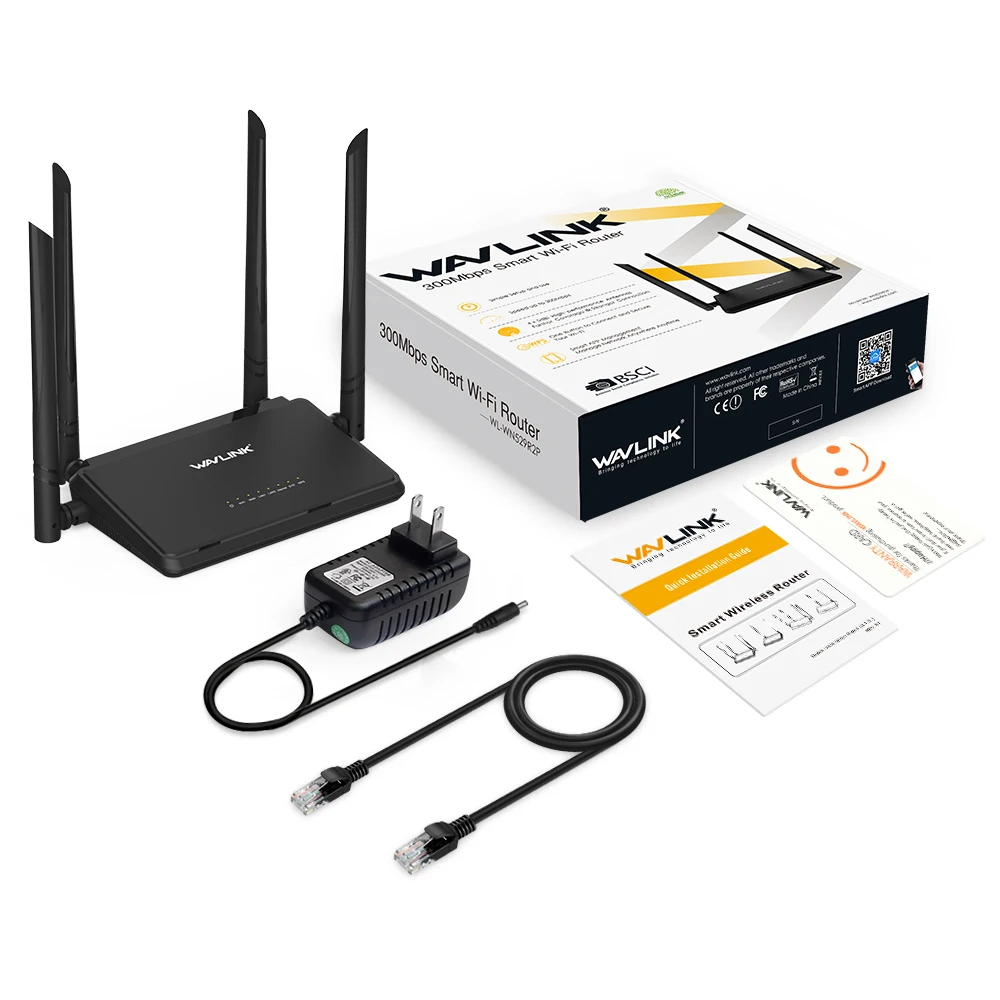 Wavlink WiFi Router N300 Wireless Wi-Fi Router 4x5dBi High Power Antennas 2.4GHz Band 300mbps Repeater with Smart APP easy setup - Цвет: US plug