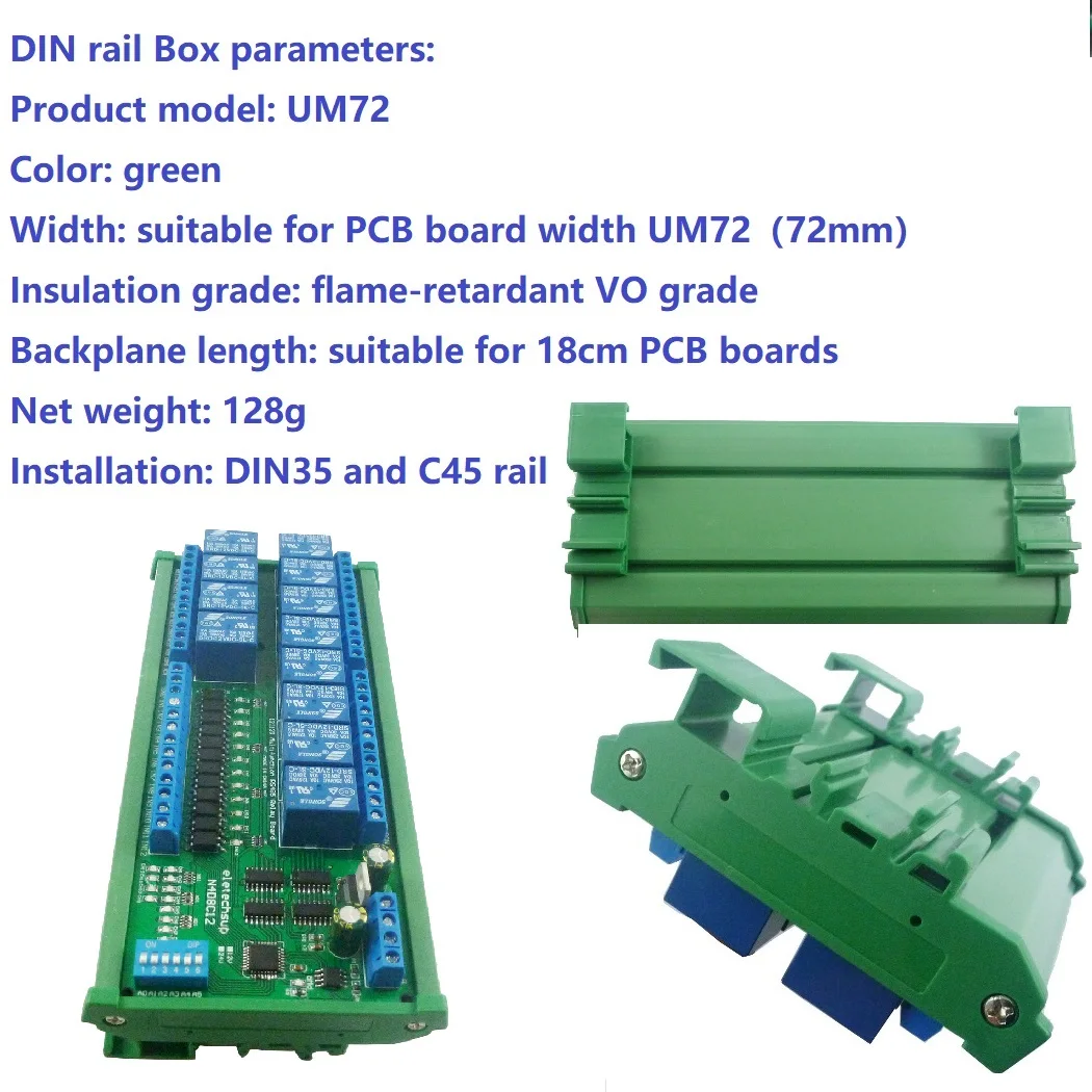 

2PCS 12CH Digital Input RS485 Relay Output Modbus RTU 03 06 10 Function Module C45 Rail Rail Box N4D8C12