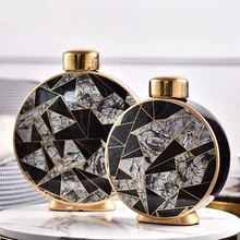 Роскошный домашний декоративный цветок ваза украшение стола Геометрическая Современная Золотая инкрустация керамический горшок Прямая поставка