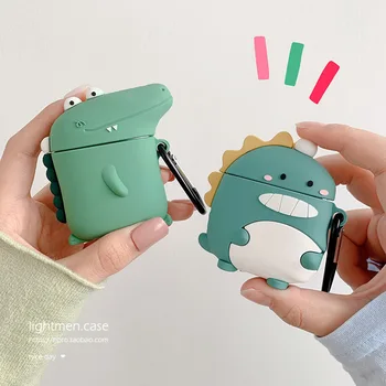 

3D Cartoon Dinosaur Wireless Earphone Cover Silicone Earphone Case Wireless Bluetooth Headset Box for Apple Airpods Charging Box