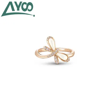 

AYOO high quality 2020 new charm rose gold crystal smart dragonfly shape women's ring fashion temperament fresh ring female