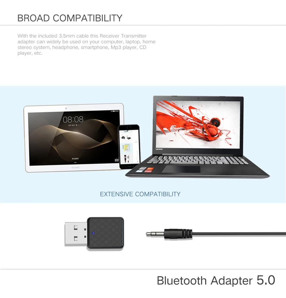 Аудио приемник передатчик Bluetooth 5,0 мини стерео Bluetooth AUX RCA USB 3,5 мм разъем для ТВ PC автомобильный комплект беспроводной адаптер