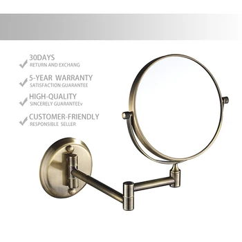 

Wall Mounted Makeup Mirror Bathroom Brass Mirror with Magnification Extended Double Arms Nickel, Chrome Polish, Bronze Brushed