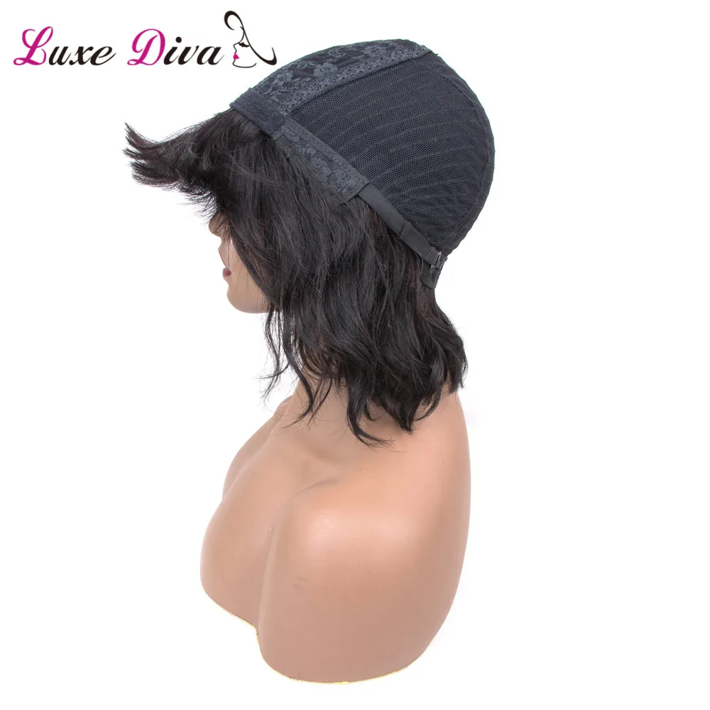 Luxediva волосы свободная волна бразильский парик короткие парики из человеческих волос с челкой для черных женщин натуральный цвет 10 дюймов