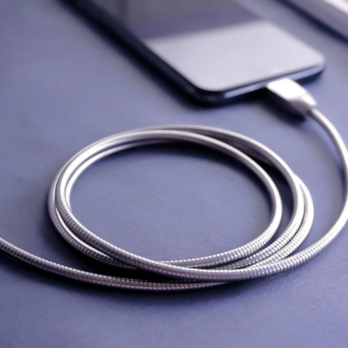 Type-C/Micro USB металлический пружинный шланг зарядный кабель Линия передачи данных для samsung huawei PUO88