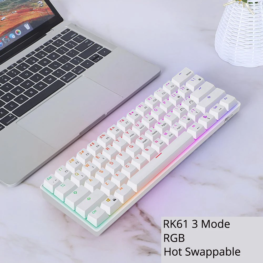 RK61 Tri-Mode Version Wireless Mechanical Keyboard 2.4G Bluetooth USB Wired Gaming Keyboard 61 Keys Hot Swappable RGB Backlight mini keyboard pc Keyboards