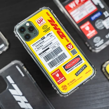 

DHL Hot Express 50th Anniversary Edition Label Case for iPhone SE2020 11 Pro X XS MAX 7 8 Plus Ticket Clear Anti-fall Soft Cover