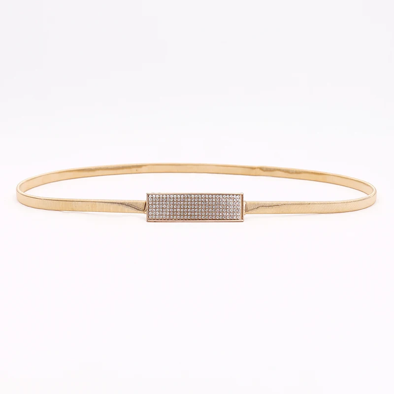 slim belt for women Gold Silver Belts For Women Dresses Elastic Stretch Female Waist Belts Metal Plate Thin Ladies Dress Belts pasek damski wide waist belts for dresses Belts