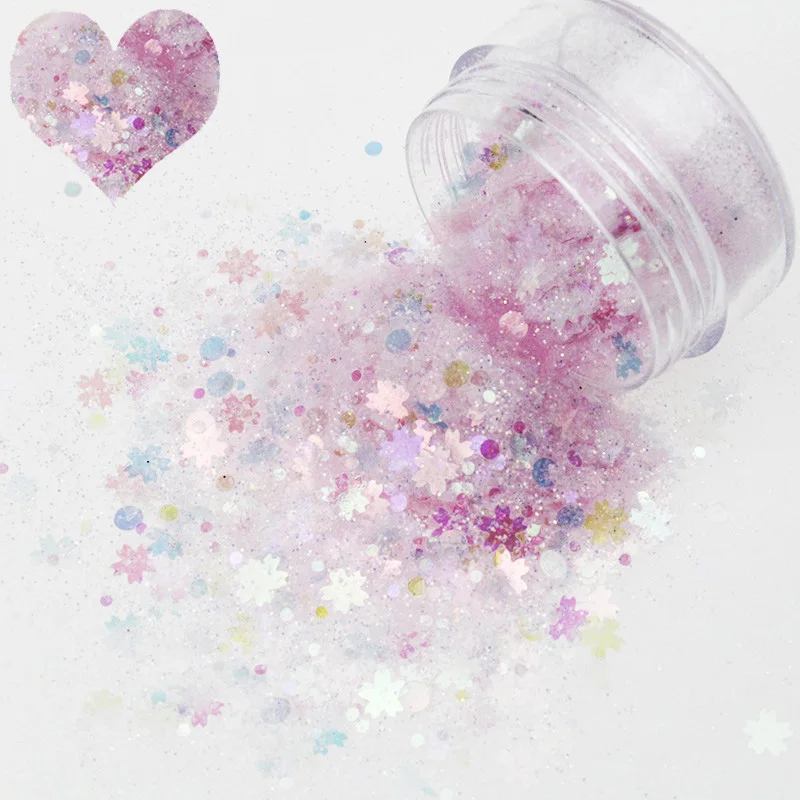 Nail decorations 1Box round and star shape glitter powder sequins colorful flakes 3D DIY for nail art