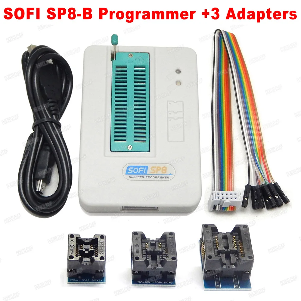 Программатор SOFI SP8 A/SP8 B с 3 адаптерами высокоскоростной USB программатор (93/24/25/BR90/