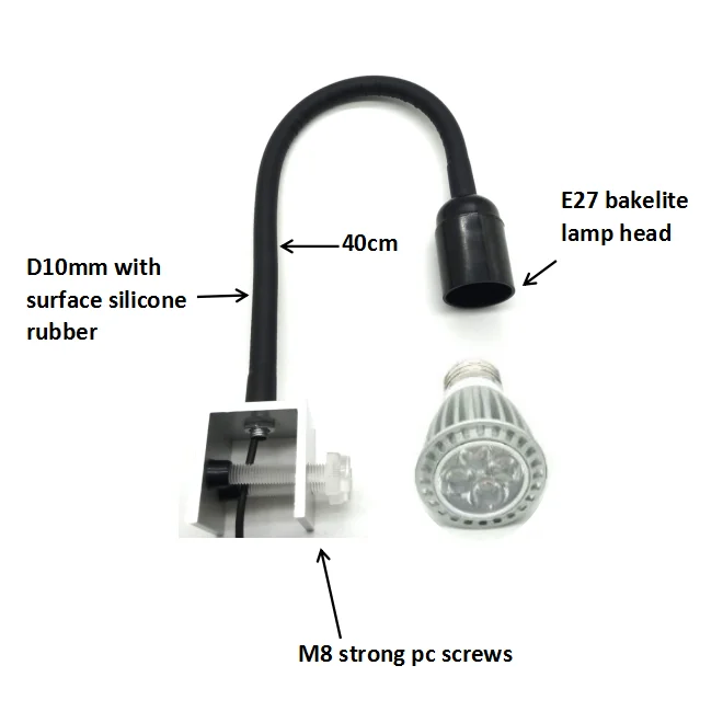free customize led plant light clip light with E27 lamp holder gooseneck clamp lamp bracket for nano tank reef coral