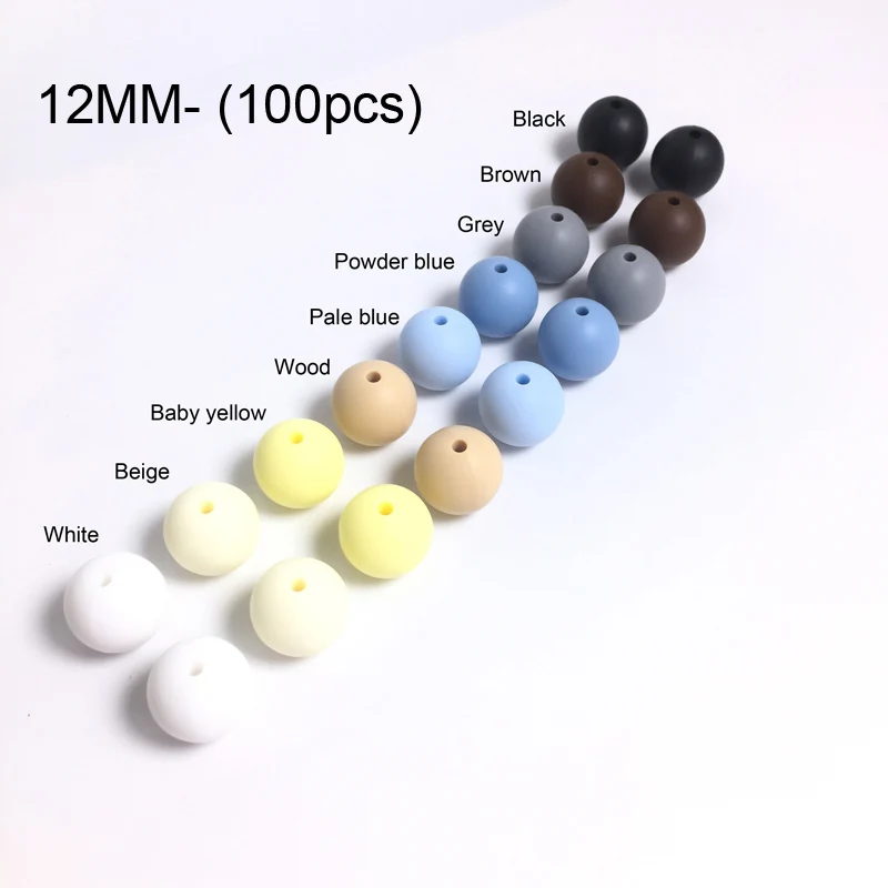size 12MM Candy B 100 шт силиконовые бусины 15 мм/12 мм/10 мм/20 мм, экологически чистые сенсорные Прорезыватели зубов, ожерелье, пищевая игрушка, игрушки для детей, прорезыватель BPA Safe - Цвет: size 12MM Candy B