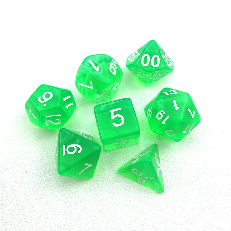 Один набор из 7 игральных костей прозрачный двусторонний D4 D6 D8 D10 D12 D20 magic