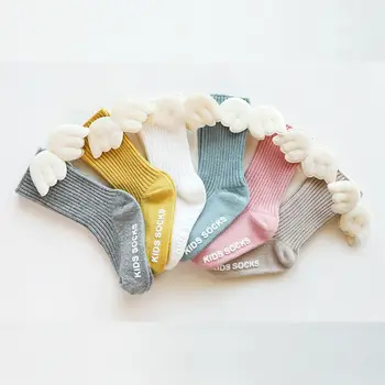 

Cute Baby Girls Stockings With Wings Princess Soft Cotton Toddler Baby Girls Knee High Long Socks Casual Anti Slip Stockings