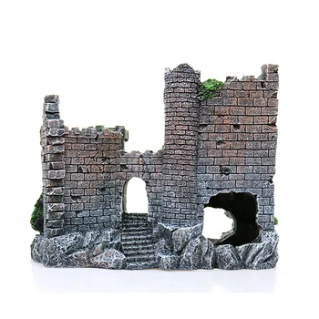 

Aquarium Ancient Castle Decoration Resin Artificial Building Rocks Cave For Aquarium Fish Tank Landscaping Ornament Decor