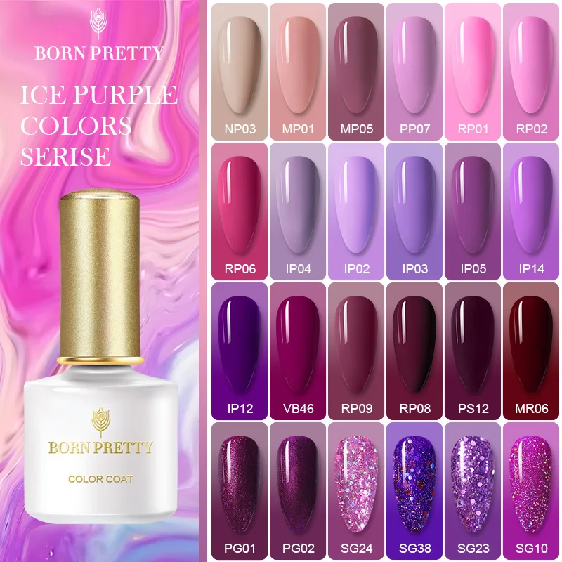 

BORN PRETTY Gel Nail Polish Ice Purple Color Series Nail Art Soak Off Nail Gel 6ml Need UV LED Base Coat Top Coat Gel Varnishes