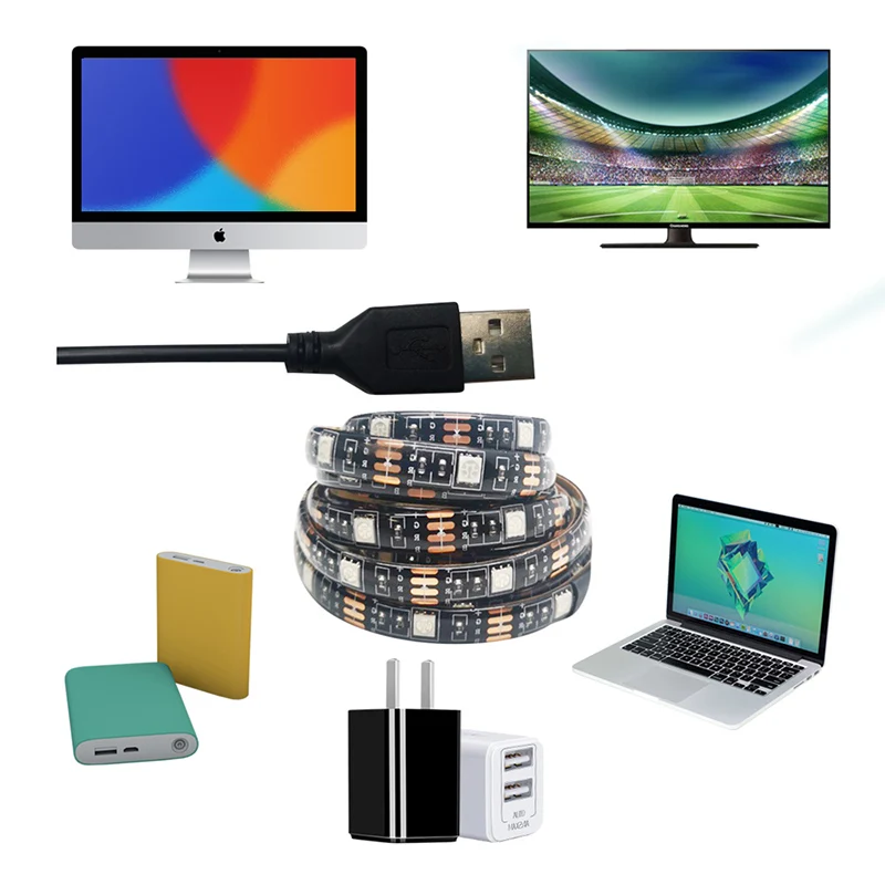 5 В USB Светодиодная лента tv 2 м RGBW сменный светодиодный ленточный гибкий ТВ фоновый светильник ing DIY светодиодный светильник для украшения