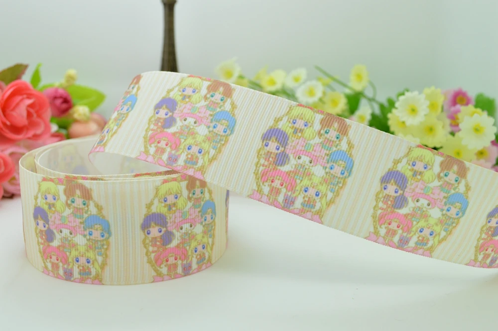 1," 38 мм sailor moon my melody напечатанная корсажная лента бант для волос сделай сам ручной работы на заказ OEM 50YD