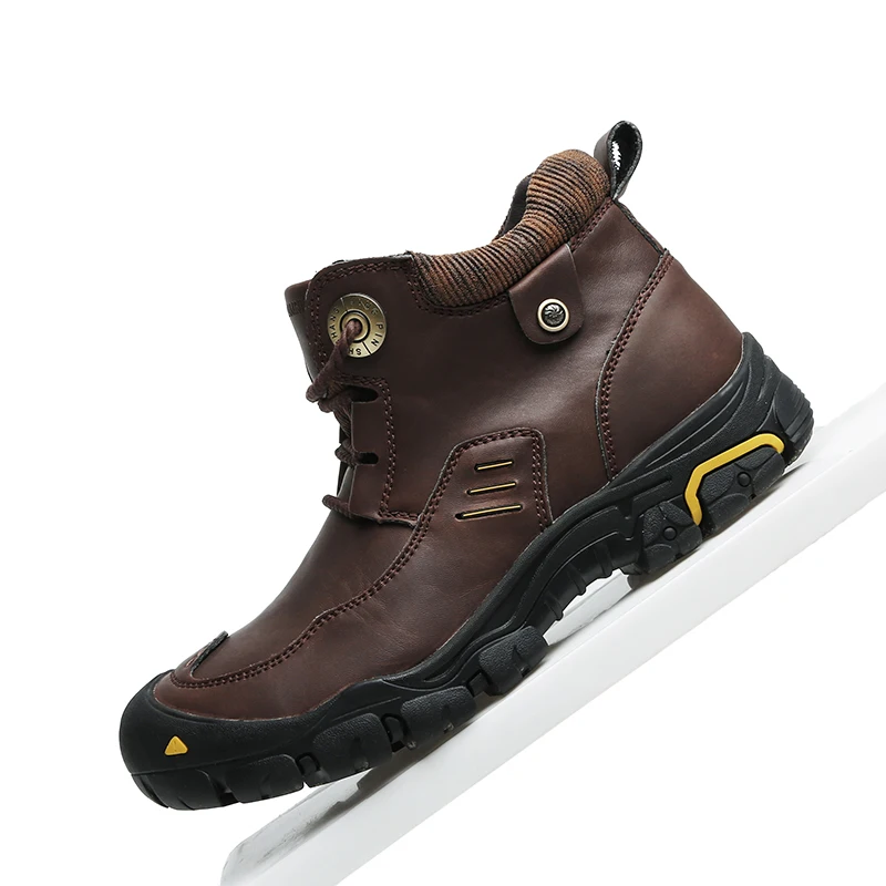 Большие размеры Мужская походная обувь водонепроницаемые кожаные походные