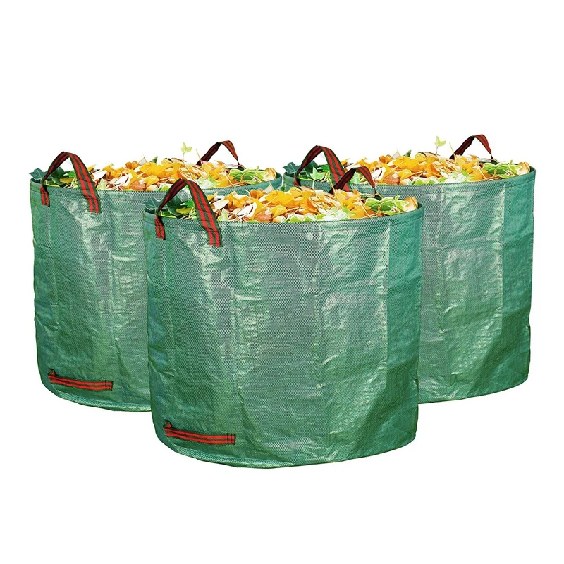 3-Pack 16 галлонов садовый мешок-многоразовые сверхмощные садовые сумки, газон бассейн Сад лист отходов мешок