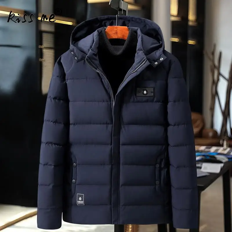 

Casual Outdoor Down Jacket Hooded Warm Clothing Winter Thermal Windproof Down Jacket Solid Loose Men Coat Hiking Camping Jacket