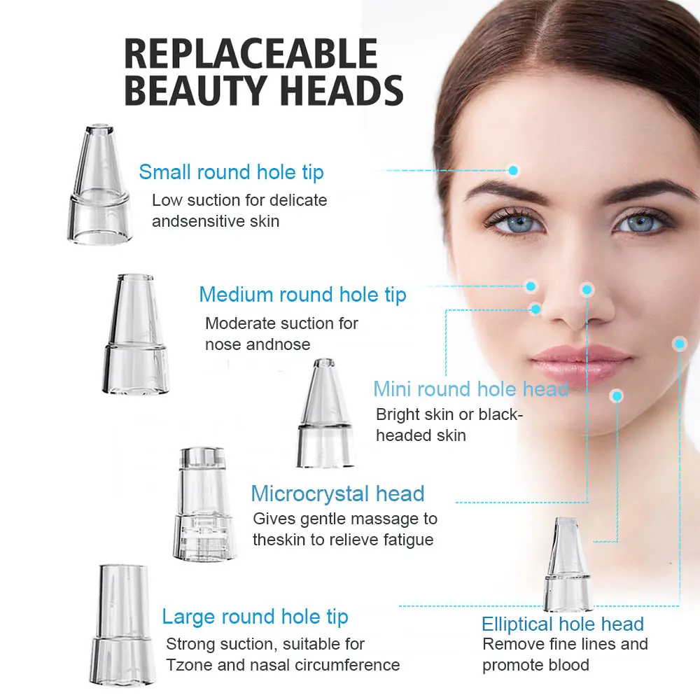 Acne Remover Blackhead Beauty Supply Face Cleaner Black Head Removal 6 Treatment Heads Acne Removing Apparatus