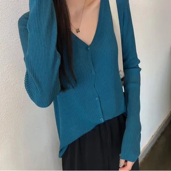 

Summer ice knit sweater Sunblock cardigan v-neck slimming pit strip shawl jacket short style with air conditioning shirt