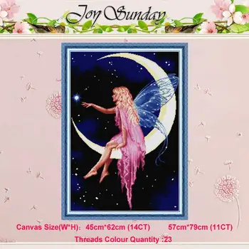 

The moon fairy pattern counted 11CT 14CT Cross Stitch Set DIY wholesale Chinese Cross-stitch Kit Embroidery Needlework home deco