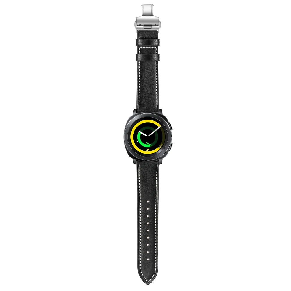UEBN кожаный ремешок с серебряной застежкой-бабочкой, 20 мм, для samsung Galaxy Watch, 42 мм, активный 2 браслет, ремешок для часов gear S2, спортивный ремешок для часов