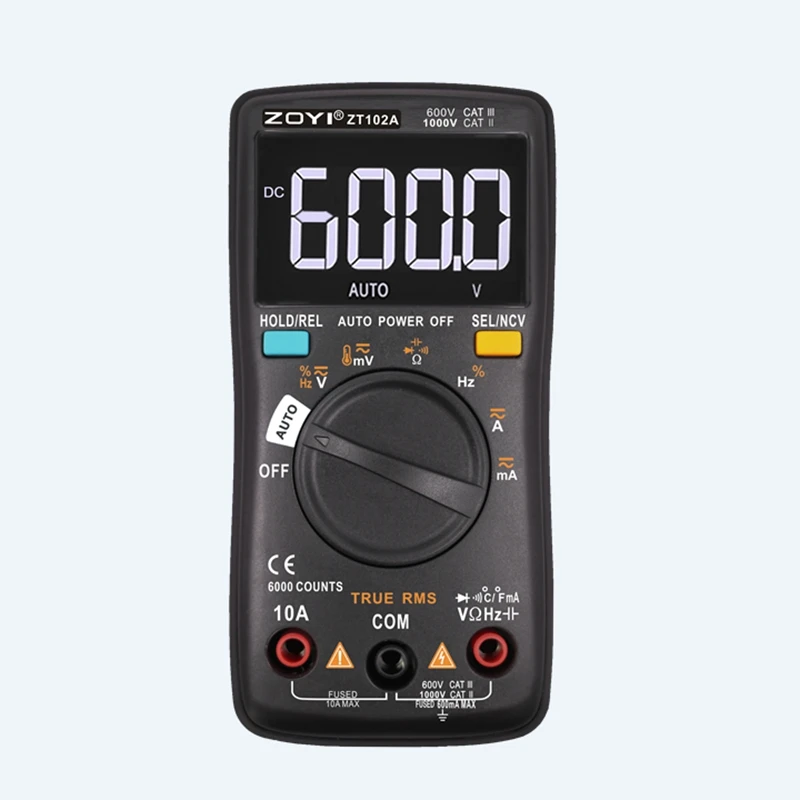 ZOYI ZT102A Авто функциональный мультиметр 6000 отсчетов подсветка AC/DC Амперметр